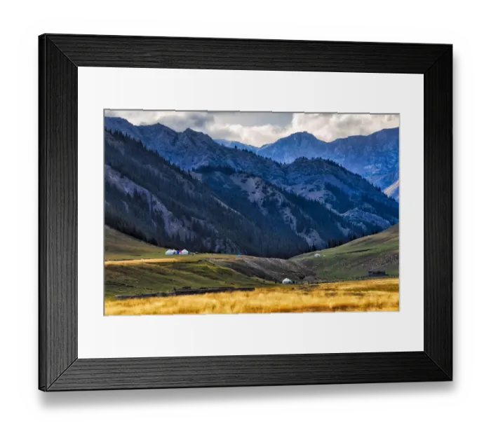 Framed Print : Yurts in Mt. (Heavenly Mountain), Sayram Lake, Yining (Ghulja), Xinjiang Province, China Framed Print : Yurts in Mt. (Heavenly Mountain), Sayram Lake, Yining (Ghulja), Xinjiang Province, China