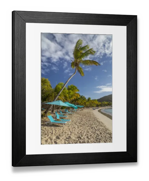 Framed Print : Caribbean, Grenada, Mayreau Island. Beach umbrellas and lounge chairs Framed Print : Caribbean, Grenada, Mayreau Island. Beach umbrellas and lounge chairs