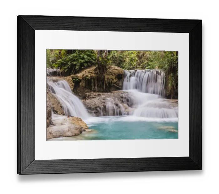 Framed Print : Laos, Luang Prabang. Tat Kuang Si Waterfall Framed Print : Laos, Luang Prabang. Tat Kuang Si Waterfall