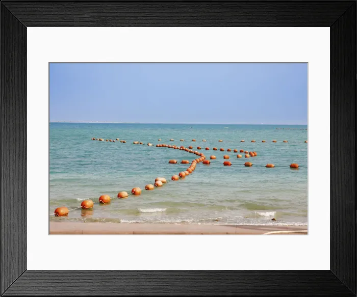 Framed Print : Arabian Peninsula, Persian Gulf, State of Qatar, Doha. Orange buoys in bay Framed Print : Arabian Peninsula, Persian Gulf, State of Qatar, Doha. Orange buoys in bay