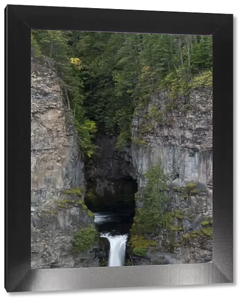 Canada, British Columbia. Panoramic image, Spahats Falls, Wells-Gray Provincial Park