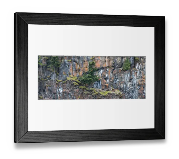 Framed Print : Canada, British Columbia. Basalt cliff with vegetation at Helmcken Falls