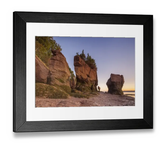 Framed Print : Canada, New Brunswick, Hopewell Rocks. Flowerpot Rocks formed by the great tides of Framed Print : Canada, New Brunswick, Hopewell Rocks. Flowerpot Rocks formed by the great tides of