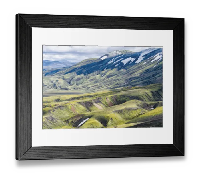 Framed Print : Iceland, Fjallabak Nature Reserve, Landmannalaugar. The deeply eroded mountains are Framed Print : Iceland, Fjallabak Nature Reserve, Landmannalaugar. The deeply eroded mountains are