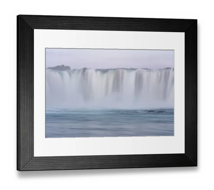 Framed Print : Iceland, Godafoss waterfall. The waterfall stretches over 30 meters with multiple small Framed Print : Iceland, Godafoss waterfall. The waterfall stretches over 30 meters with multiple small