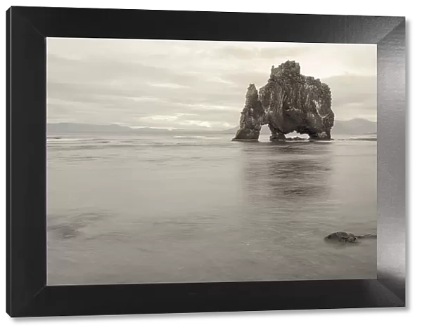 Iceland, Hvitserkur. This sea stack or monolith represents a legend that it was a troll