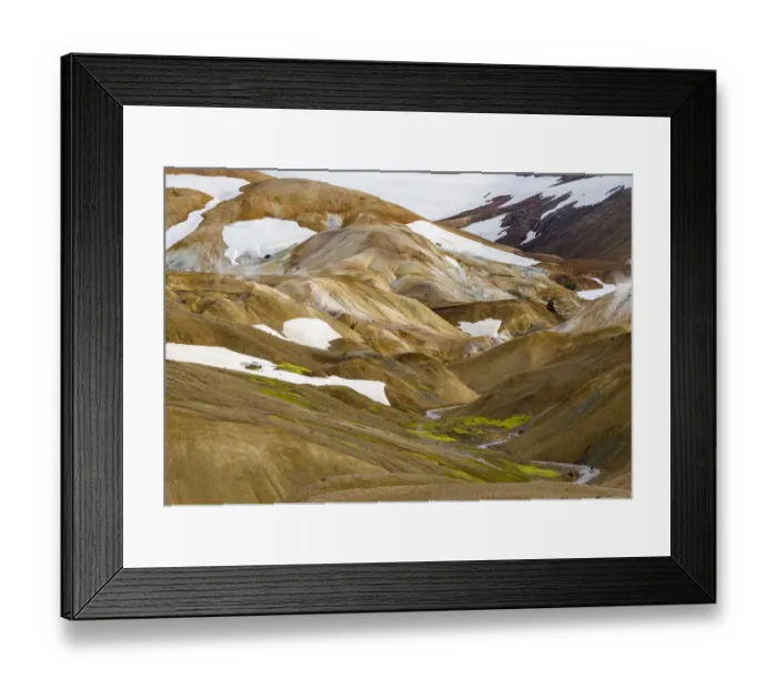 Framed Print : Landscape in the geothermal area Hveradalir in the mountains Kerlingarfjoll in