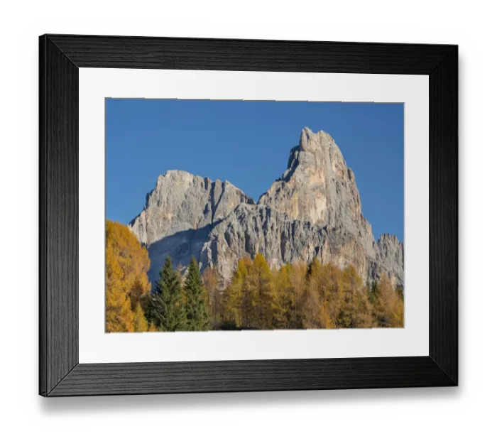 Framed Print : Cimon Della Pala and Cima della Vezzana. Peaks towering over Val Venegia seen from Passo Framed Print : Cimon Della Pala and Cima della Vezzana. Peaks towering over Val Venegia seen from Passo