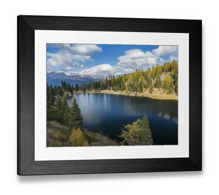Framed Print : Lago del Colbricon in nature park Paneveggio in the dolomites of Trentino Framed Print : Lago del Colbricon in nature park Paneveggio in the dolomites of Trentino