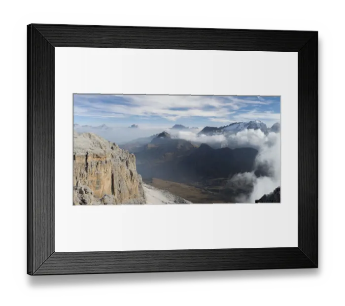 Framed Print : View towards Antelao, Pelmo, Civetta, Marmolada seen from Sella mountain range