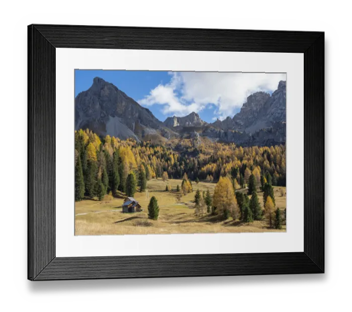 Framed Print : Val San Nicolo in Val di Fassa. Marmolada mountain range in the Dolomites of Trentino