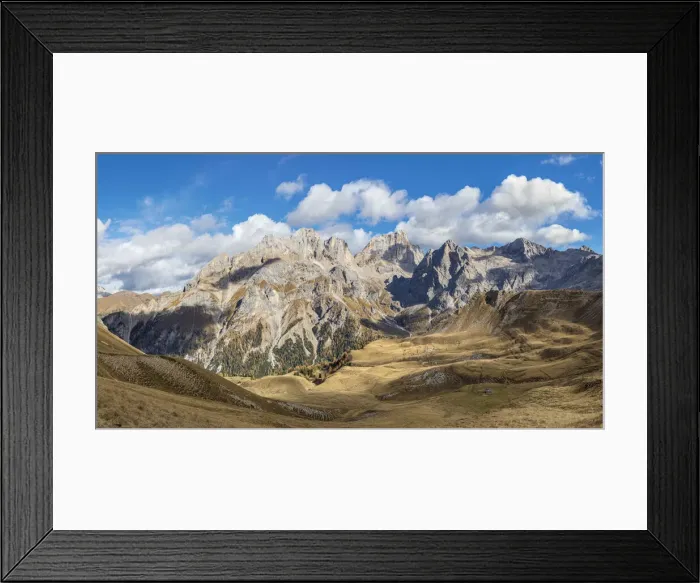 Framed Print : Marmolada seen from Pas de San Nicolo, left Gran Vernel, right Ombreta Framed Print : Marmolada seen from Pas de San Nicolo, left Gran Vernel, right Ombreta