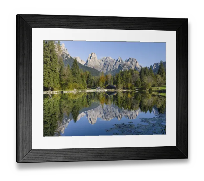 Framed Print : Lago Welsperg. Valle del Canali in the mountain range Pale di San Martino Framed Print : Lago Welsperg. Valle del Canali in the mountain range Pale di San Martino
