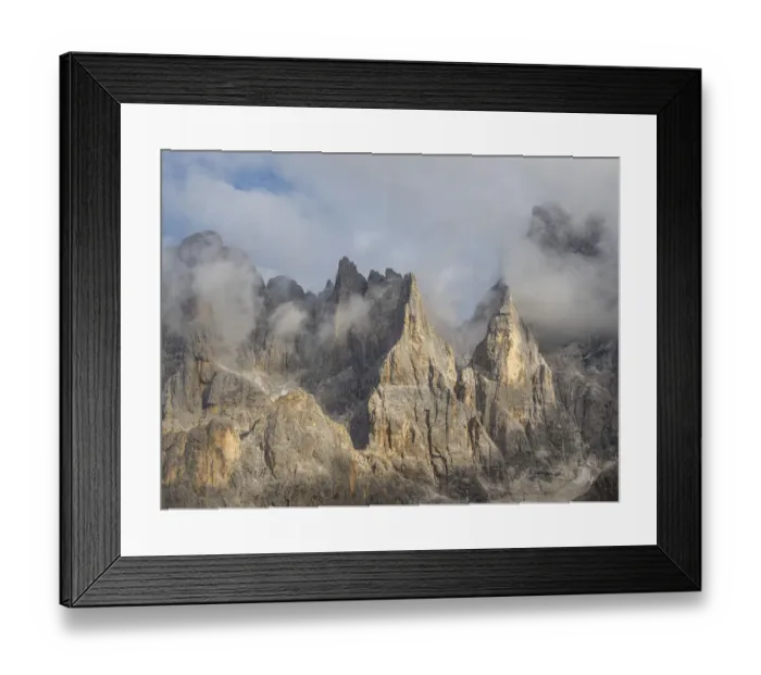 Framed Print : Peaks towering over Val Venegia seen from Passo Costazza Framed Print : Peaks towering over Val Venegia seen from Passo Costazza