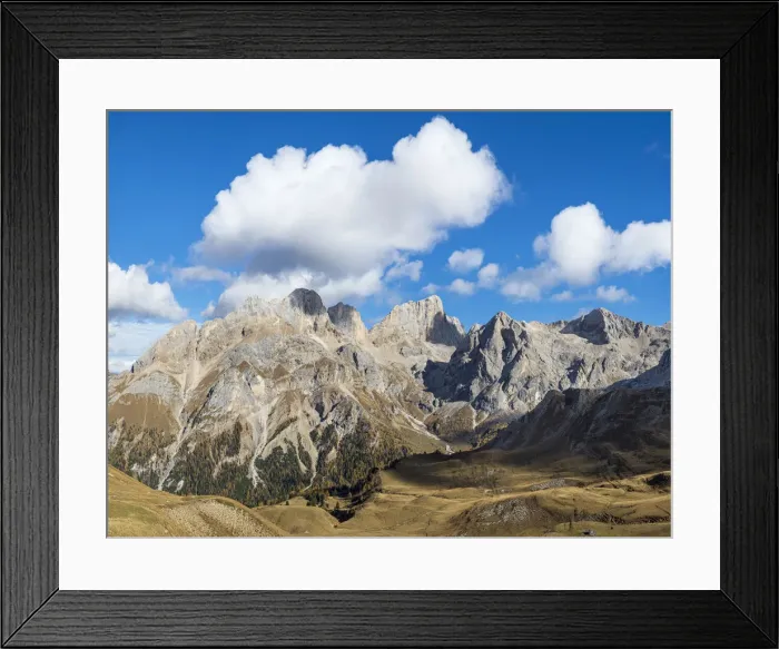 Framed Print : Marmolada seen from Pas de San Nicolo, left Gran Vernel, right Ombreta