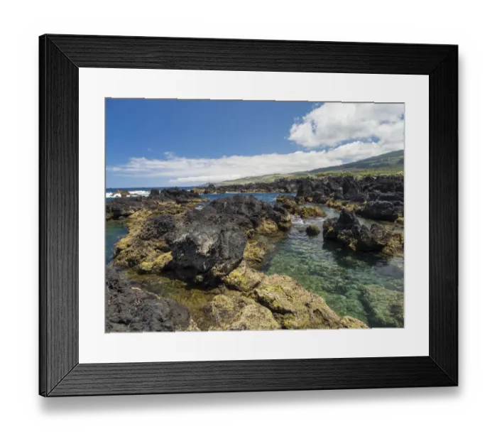 Framed Print : Coast with lava flow and beach near Biscoitos Framed Print : Coast with lava flow and beach near Biscoitos