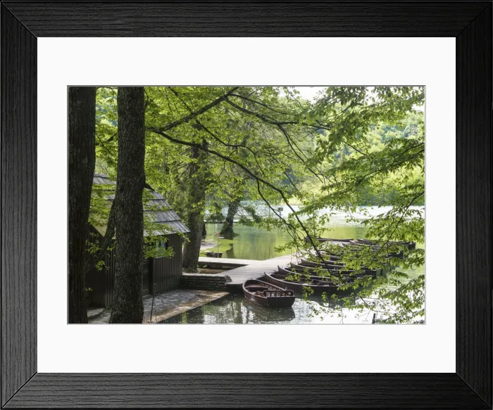 Framed Print : Croatia, Plitvice National Park. Boat dock for rentals and electric tour boats
