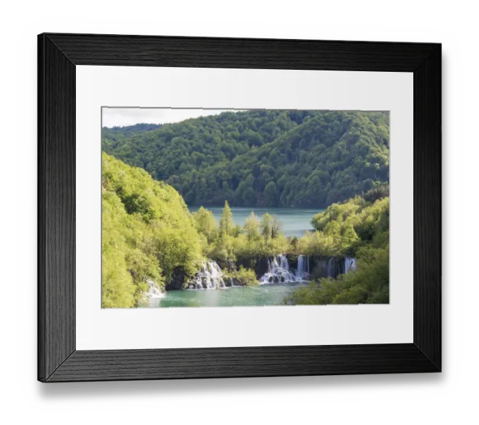 Framed Print : Plitvice National Park cascades step down from lower lake Kozjak to smaller lakes Framed Print : Plitvice National Park cascades step down from lower lake Kozjak to smaller lakes