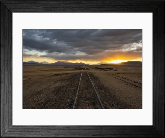 Framed Print : Railway track in the desert, Salar de Uyuni, Potosi Department, Bolivia