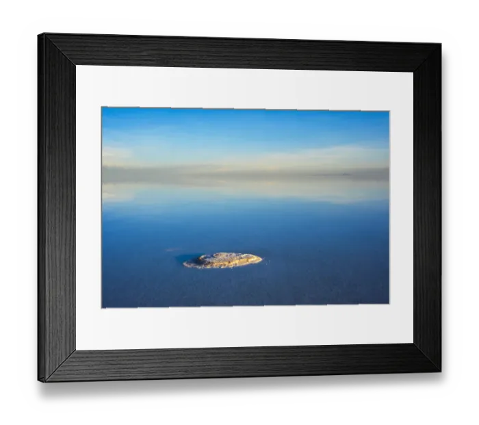 Framed Print : A patch of salt on the salt flat covered with water, Salar de Uyuni, Potosi Department Framed Print : A patch of salt on the salt flat covered with water, Salar de Uyuni, Potosi Department