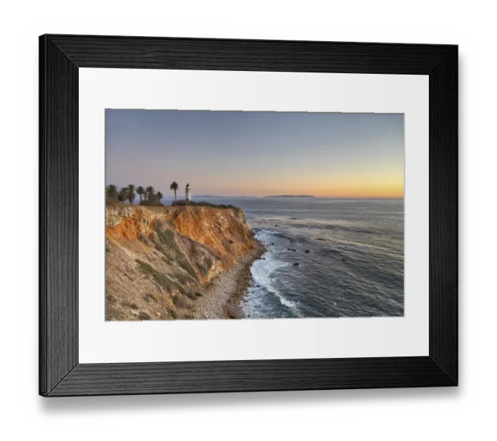 Framed Print : USA, California, Ranchos Palos Verdes. The lighthouse at Point Vicente at sunset