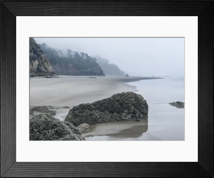 Framed Print : USA, Oregon. Hug Point State Park, foggy beach Framed Print : USA, Oregon. Hug Point State Park, foggy beach