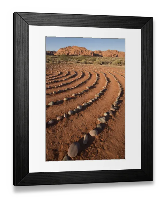 Framed Print : USA, Utah, Ivins, Red Mountain Resort, spiral meditation labyrinth. (PR) Framed Print : USA, Utah, Ivins, Red Mountain Resort, spiral meditation labyrinth. (PR)