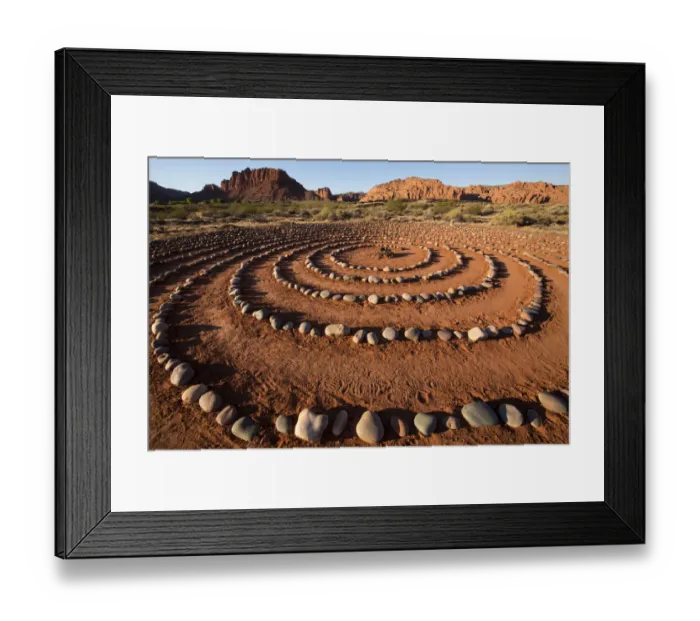 Framed Print : USA, Utah, Ivins, Red Mountain Resort, spiral meditation labyrinth. (PR) Framed Print : USA, Utah, Ivins, Red Mountain Resort, spiral meditation labyrinth. (PR)