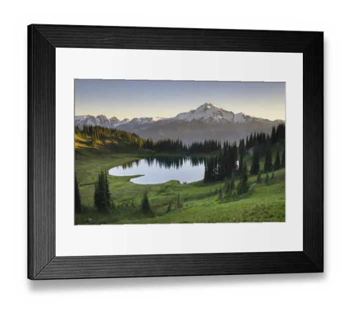 Framed Print : USA, Washington State. Image Lake and Glacier Peak seen from Miners Ridge Framed Print : USA, Washington State. Image Lake and Glacier Peak seen from Miners Ridge