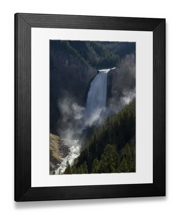 Framed Print : USA, Wyoming. Shadows and mist at Lower Yellowstone Falls, Yellowstone National Park Framed Print : USA, Wyoming. Shadows and mist at Lower Yellowstone Falls, Yellowstone National Park
