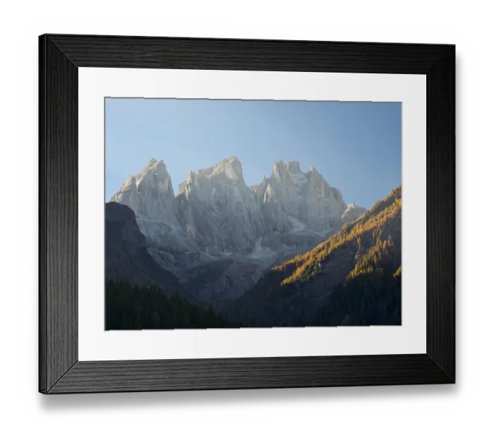 Framed Print : Focobon mountain range in the Pale di San Martino in the Dolomites of Trentino Framed Print : Focobon mountain range in the Pale di San Martino in the Dolomites of Trentino