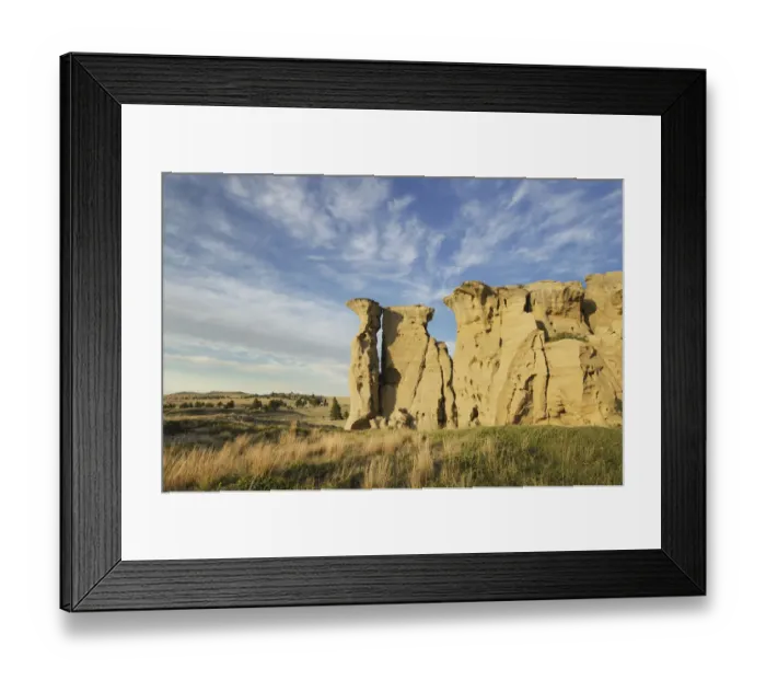 Framed Print : USA, Montana. Sandstone pillars or hoodoos rising from the prairie Framed Print : USA, Montana. Sandstone pillars or hoodoos rising from the prairie