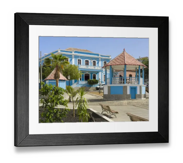 Framed Print : Town hall in traditional colonial style. Sao Filipe, the capital of the island Framed Print : Town hall in traditional colonial style. Sao Filipe, the capital of the island