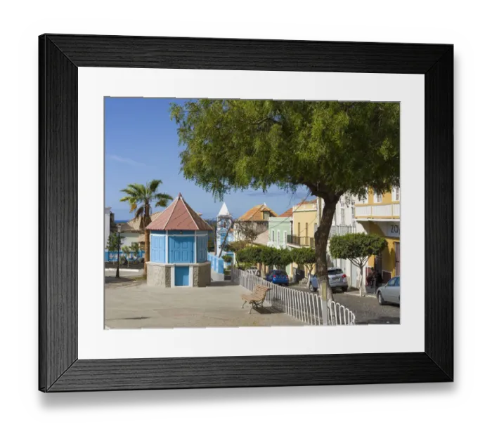 Framed Print : Praca 12 de Setembro. Sao Filipe, the capital of the island