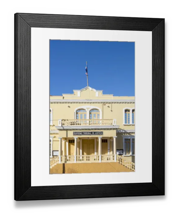 Framed Print : Tribunal de Justica. Traditional houses dating back to colonial times in Plato, Street Dr Framed Print : Tribunal de Justica. Traditional houses dating back to colonial times in Plato, Street Dr