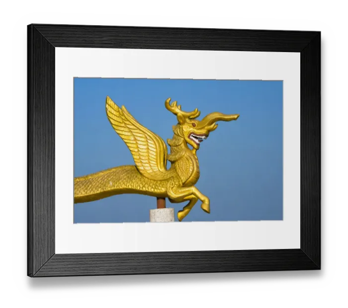 Framed Print : Dragon statue in Golden Temple, the largest Theravada Buddhist temple in Bangladesh Framed Print : Dragon statue in Golden Temple, the largest Theravada Buddhist temple in Bangladesh