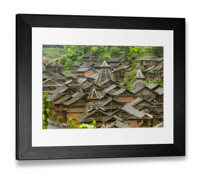 Framed Print : Dong village in the mountain, Huanggang, Zhaoxing, Guizhou Province, China Framed Print : Dong village in the mountain, Huanggang, Zhaoxing, Guizhou Province, China