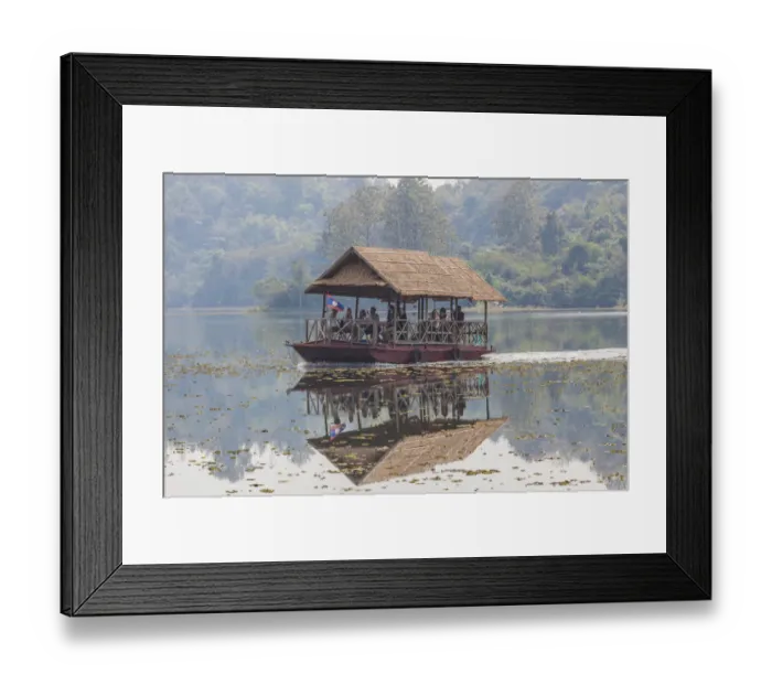 Framed Print : Laos, Sainyabuli. Elephant Conservation Center water shuttle on Nam Tien Reservoir