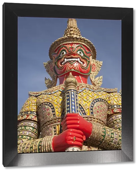 Thailand, Bangkok, warrior statue at Grand Palace, a complex of Buddhist temples