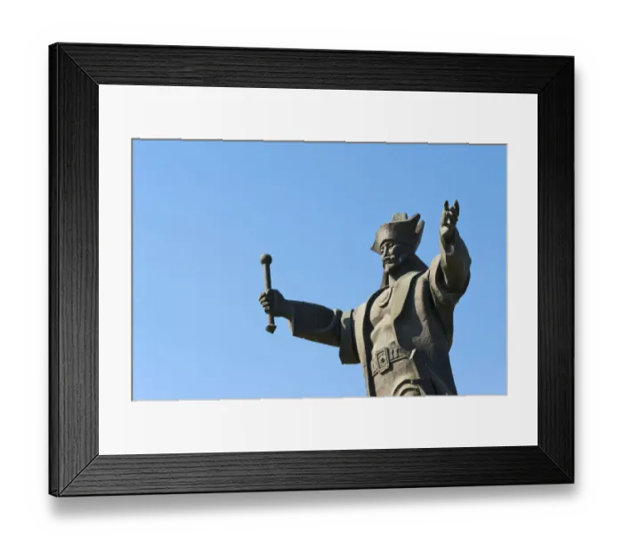 Framed Print : Statue of Kenesary Khan at the entrance to Turkestan, Kazakhstan