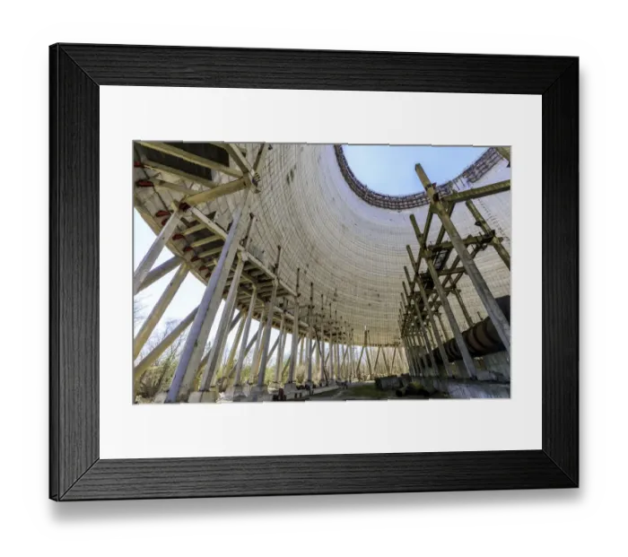 Framed Print : Ukraine, Pripyat, Chernobyl. Inside the unfinished cooling tower for reactors 5