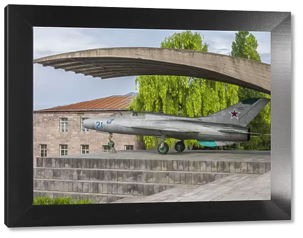 Armenia, Debed Canyon, Sanahin. MIG-21 jet fighter Monument to the birthplace of the