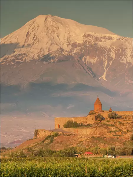 Armenia, Khor Virap. Khor Virap Monastery, 6th century, with Mt. Ararat