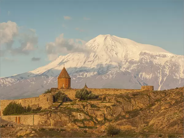 Armenia, Khor Virap. Khor Virap Monastery, 6th century, with Mt. Ararat