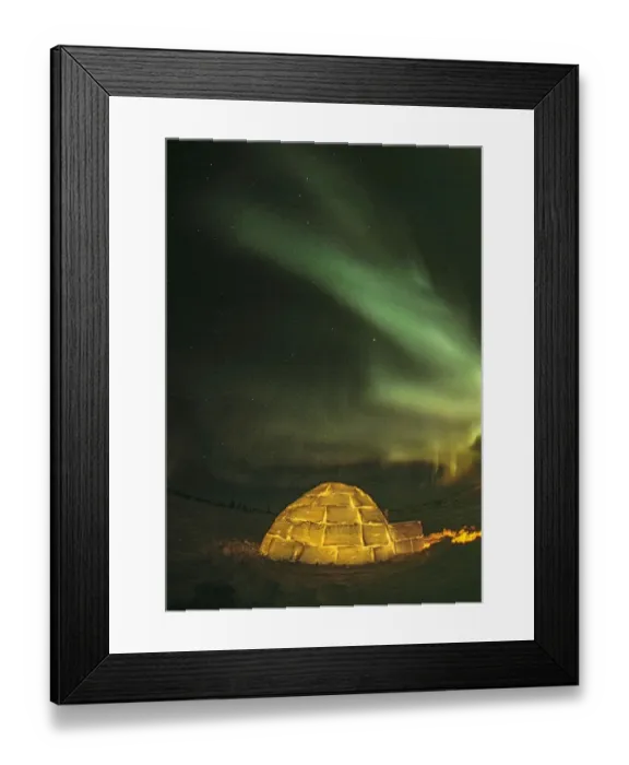 Framed Print : Churchill, Manitoba, Canada. Northern Lights shine above lit igloo Framed Print : Churchill, Manitoba, Canada. Northern Lights shine above lit igloo