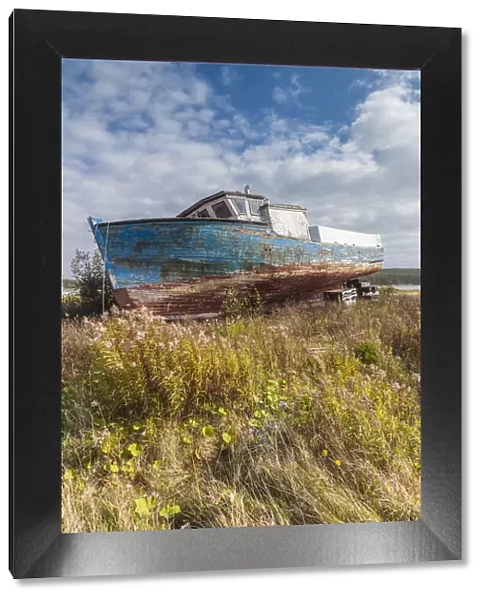 Canada, Nova Scotia, Marie Joseph. Wrecked wooden fishing boat