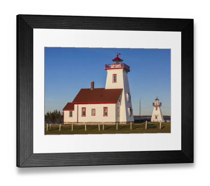Framed Print : Canada, Prince Edward Island, Wood Islands Lighthouse at sunset