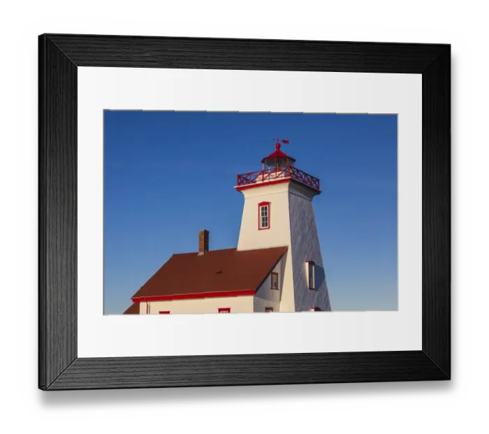 Framed Print : Canada, Prince Edward Island, Wood Islands Lighthouse at sunset