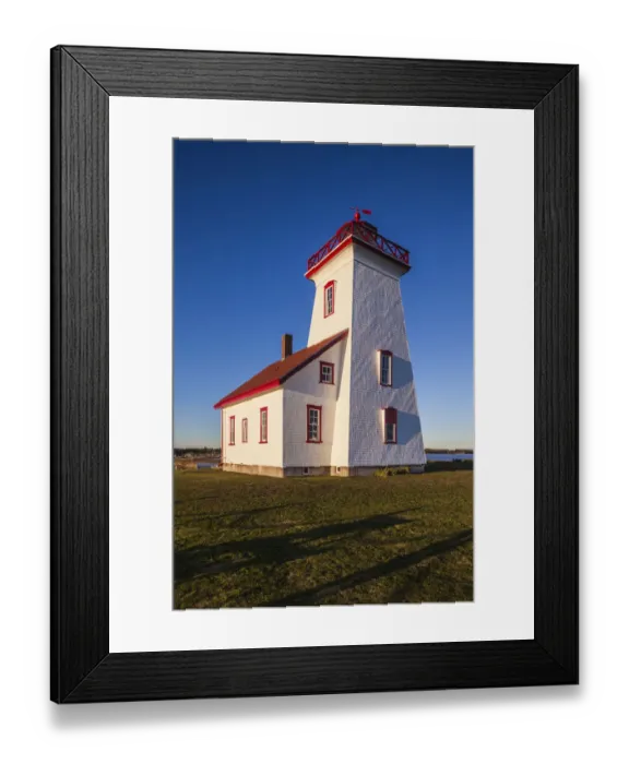 Framed Print : Canada, Prince Edward Island, Wood Islands Lighthouse at sunset