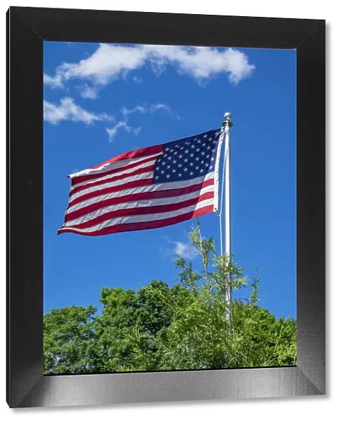 American flag blowing in the wind, USA